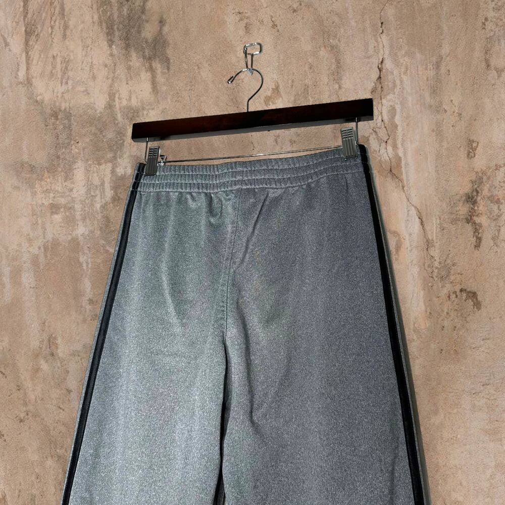 Vintage Y2K Adidas Sweatpants Youth L Grey Polyester Joggers Black 3 Stripes - Picture 4 of 6